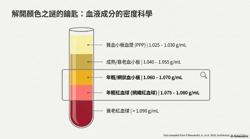 血球密度梯度分層動力學:為何「紅色」無法避免?