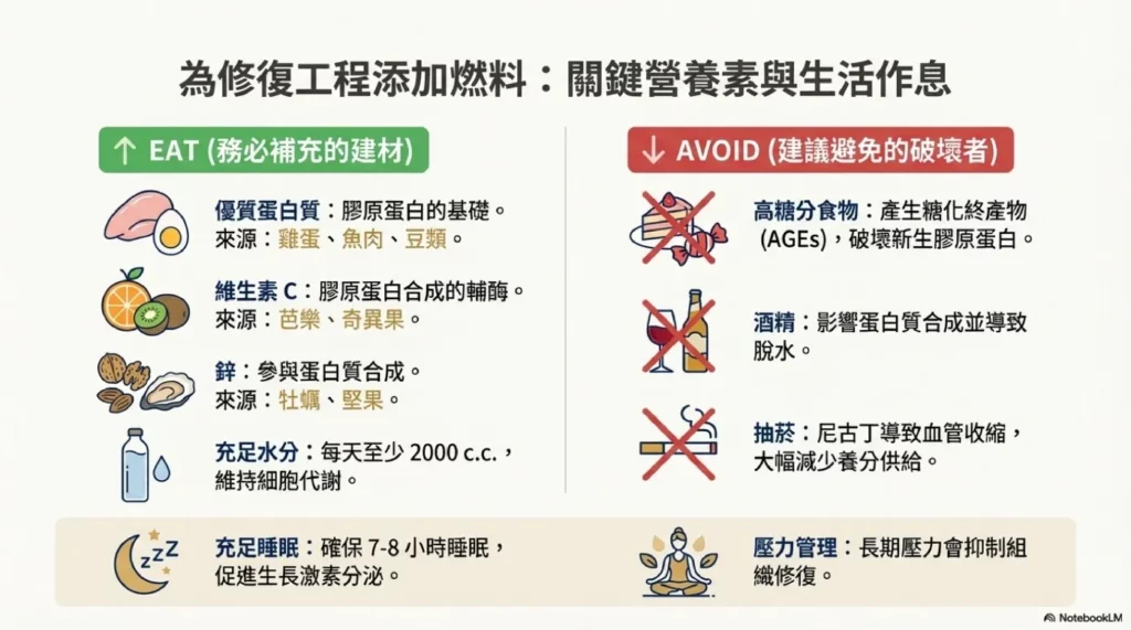PRP 治療:流程、恢復、照護 10 為修復工程添加燃料:營養素與生活作息