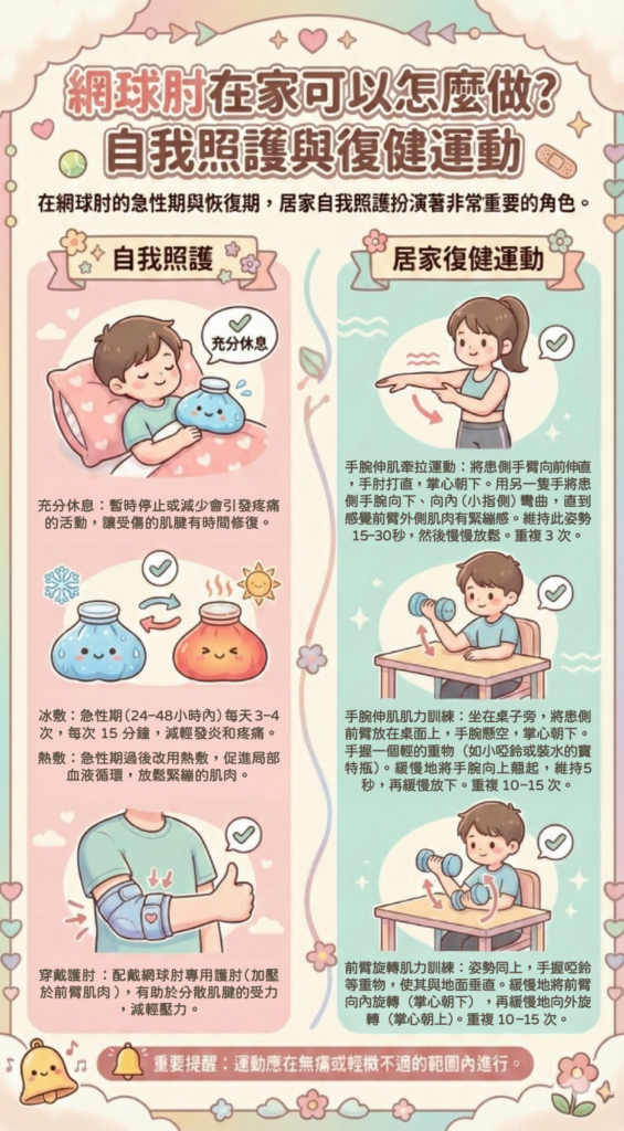 台南網球肘(肱骨外上髁炎)5件你該知道的事|台南網球肘推薦診所 2 網球肘居家照護